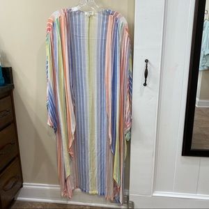 Umgee Long Kimono 🌈 Rainbow Stripes